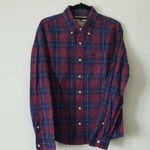 Hollister Red Plaid Button Down - Large